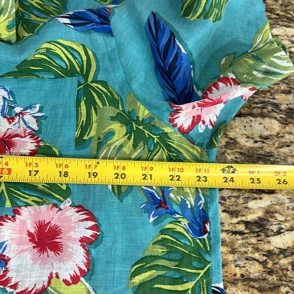 Club Room Luxury Short-Sleeve Tropical 100% Linen Button Up Shirt Size L - Picture 9 of 10